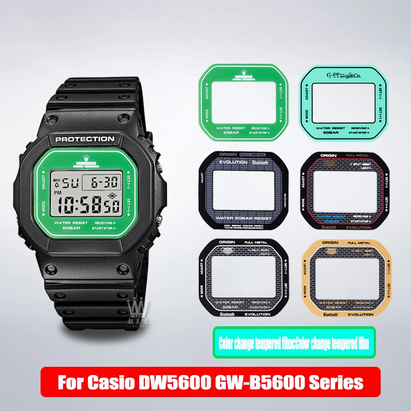 7 color For Casio DW-5600 watch toughened film Fashion A modified DW-5635 table mask mirror GW-B5600 Men table mirror glass film