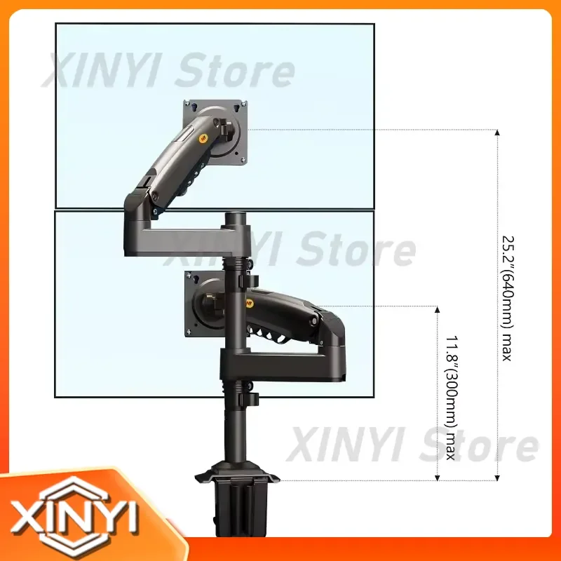 Dual Monitor Desk Mount Stand Full Motion Swivel Computer Monitor Arm for Two Screens up to 27 Inch H180