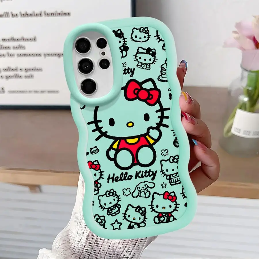 حافظة لهاتف سامسونج جالاكسي S20 FE S25 + S24 + S22 Ultra S21 S25 S23 Plus S24 غطاء هاتف ناعم لطيف القط مرحبا كيتي #6