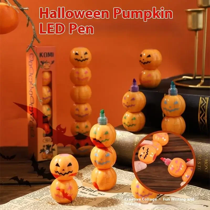 

Novelty Halloween Style Fluorescent Pen Student Marking Key Point Pen Watercolor Highlighter Stationery Supplies Gift