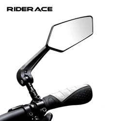 RIDERACE Bicycle Rear View Mirror Clear Bike Wide Range Back Sight Rearview Reflector Adjustable Handlebar Left Right Mirror