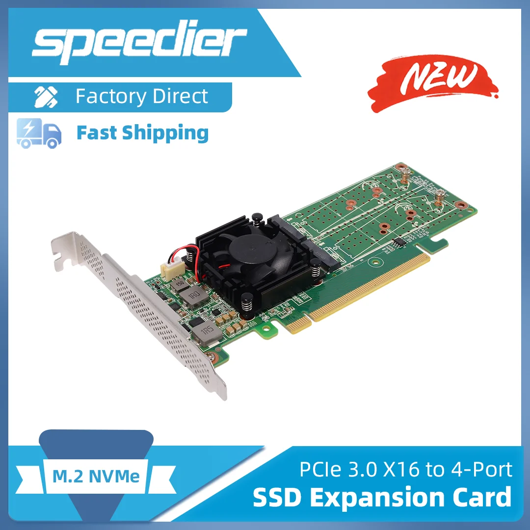 PCIe 3.0 X16 To 4 Ports M.2 NVMe SSD Expansion Card