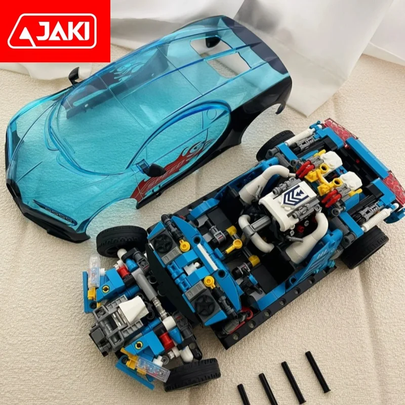 Genuine JAKI Building Blocks Toys City Sports Car Collection Level Mechanical Racing Car Model Decoration  Kids Adult For Gifts