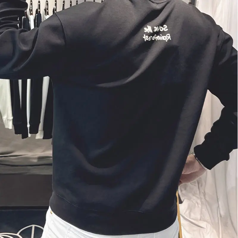 الخريف النمط الأمريكي مقنعين البلوز الرجال الكتابة على الجدران طباعة عادية كم طويل الأعلى