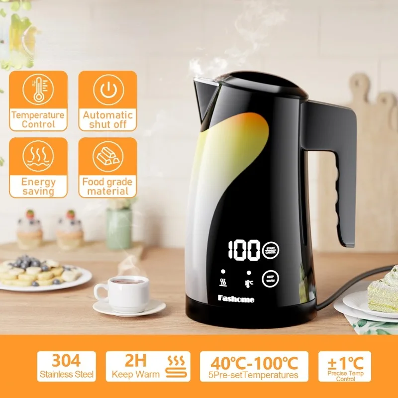 

1.25L Adjustable Temperature Electric Kettle 1300W Stainless Steel Electric Tea Kettle Auto Shut Off Kitchen Coffee Water TeaPot