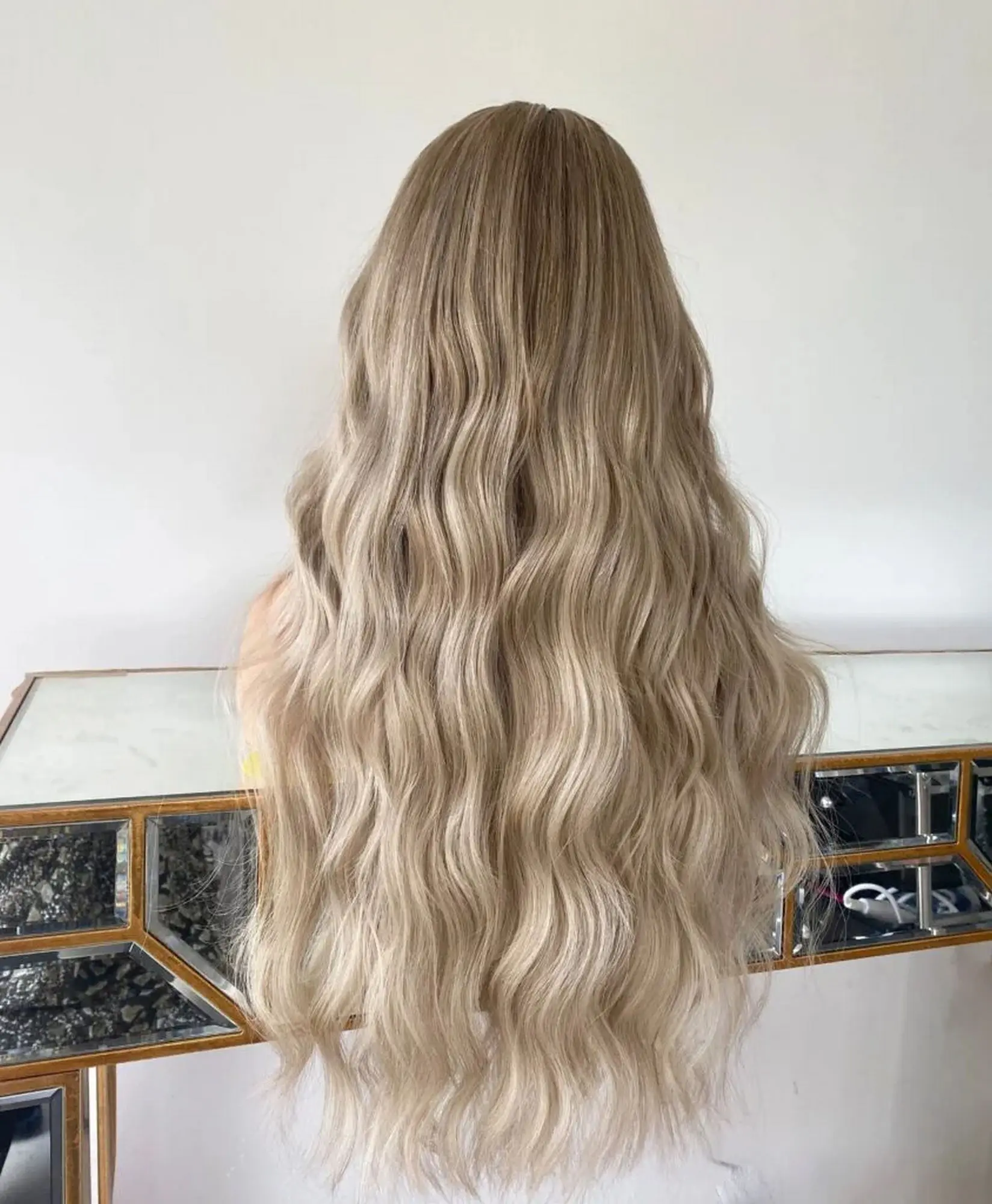 13x4 Ombre Ash Blonde Highlights HD Lace Front Wig with Brown Roots Natural Preplucked Hairline Soft Long Loose Wave Daily Wig