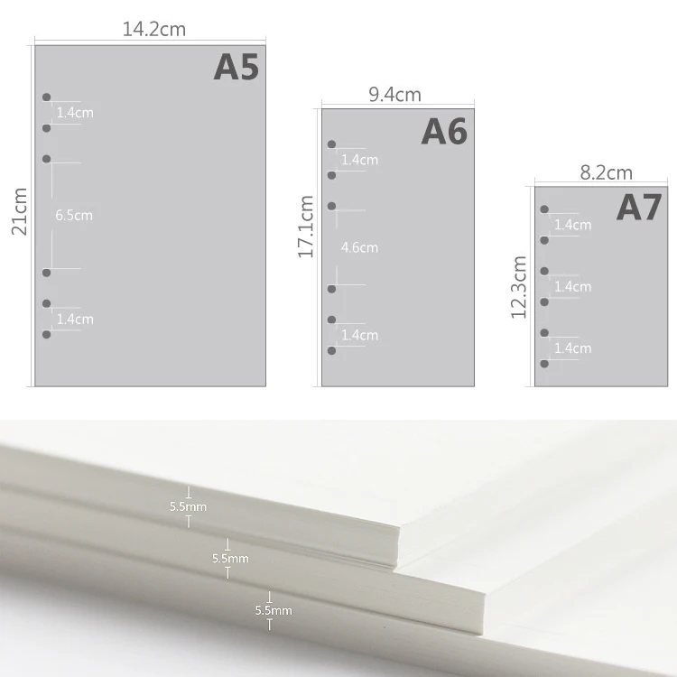 45 Vellen A5 A6A7 Losse Blad Notebook Refill Spiraal Bindmiddel Binnenpagina Wekelijkse Maandelijkse Te Doen Lijn Dot Grid Binnen papier Briefpapier