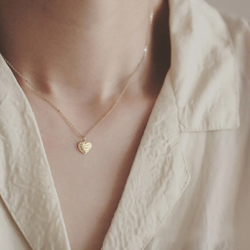 S925 Sterling Silver Classic Love Heart Choker Necklace Pendant for Women 14K Gold Plated Necklaces Wedding Party Jewelry Gift 2