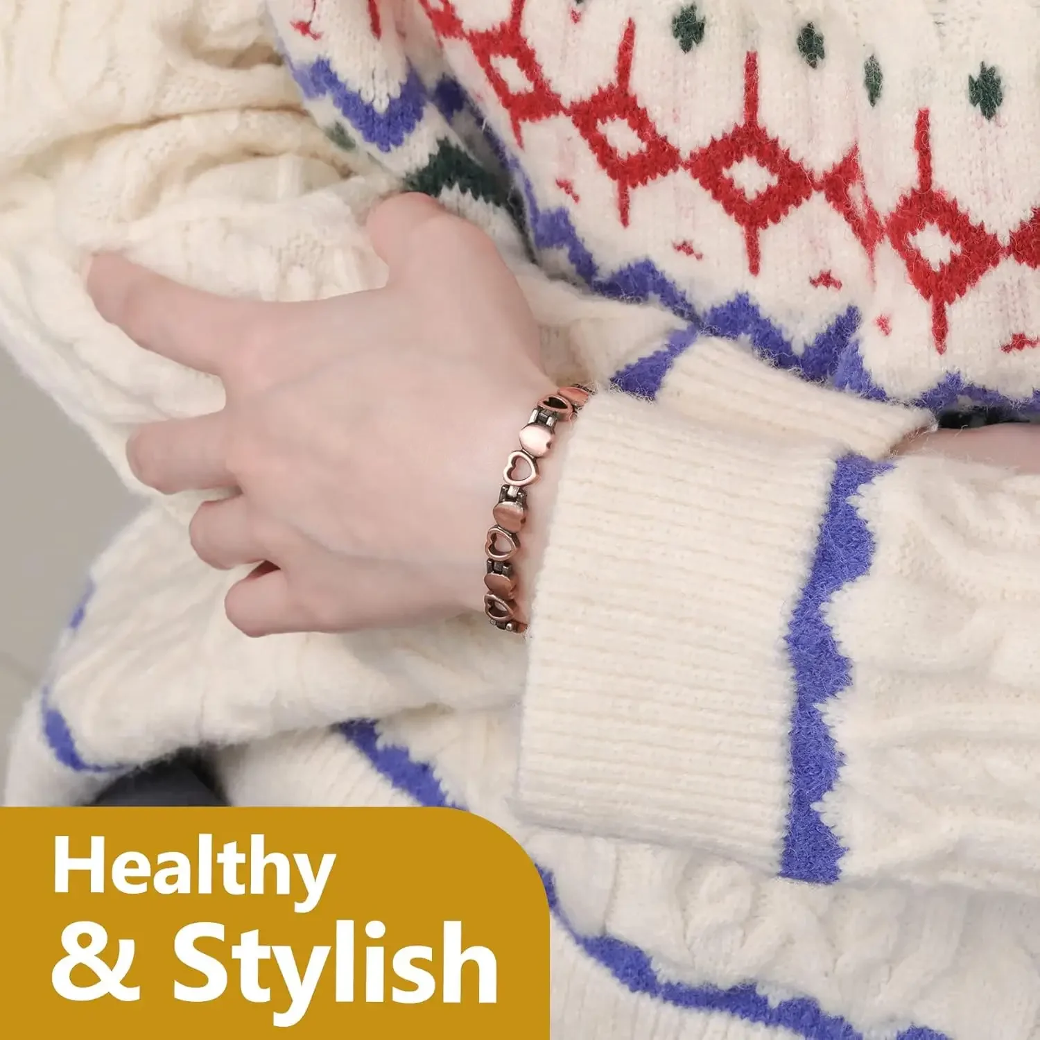 ARADOO Premium Pure Copper Bracelets For Women Love Heart Design Magnetic Wristband Jewelry Gifts