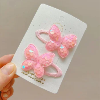 2PCS เจ้าหญิงเลื่อมปลาผีเสื้อสาวน่ารัก Hairpins เด็ก Headwear Hairgrip คลิปผม Barrettes อุปกรณ์เสริมผม