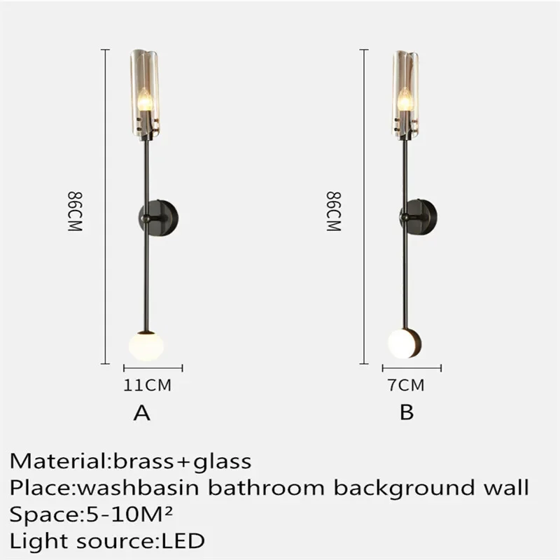 Abel contemporâneo interior latão iluminação de cabeceira led simples criativo cobre arandela lâmpada para casa sala estar decoração