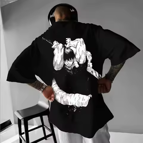 Luxury Jujutsu Kaisen Toji Fushiguro T Shirt High End Anime Unisex Retro Harajuku Oversized Short Sleeve Loose Casual Fitness