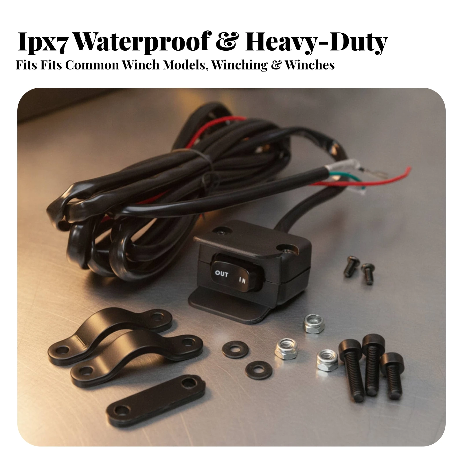 Handle-Mounted Electric Winch Control Switch Sturdy Winch Switch with 3 M Wiring Harness Weather-Ready Heavy Duty