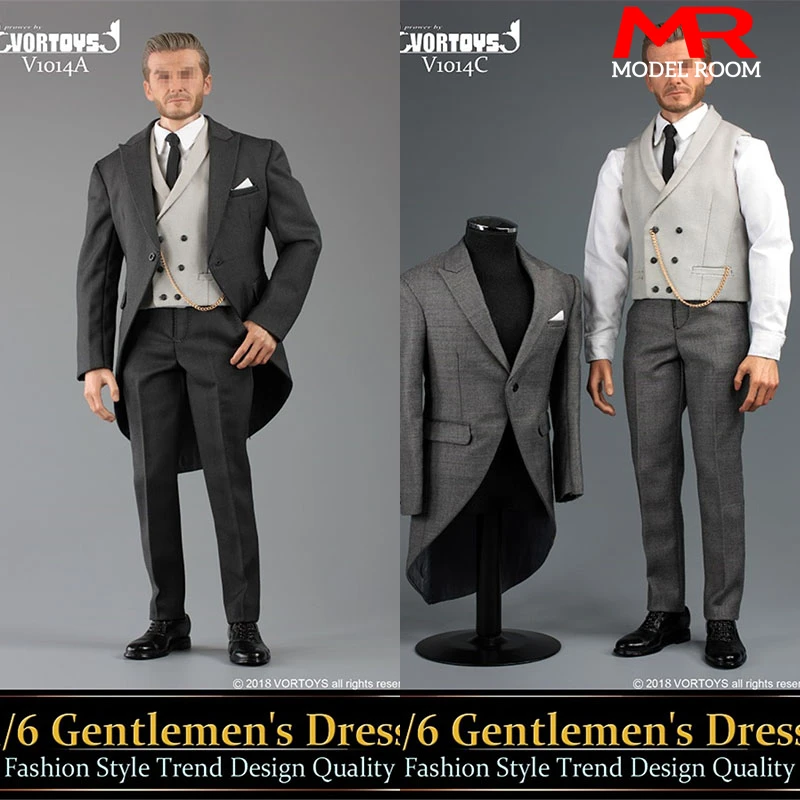 

VORTOYS V1014 1/6 British Gentleman Suit Royal Wedding Tuxedo Clothes Model Fit 12'' Narrow Shoulder Male Soldier Action Figure