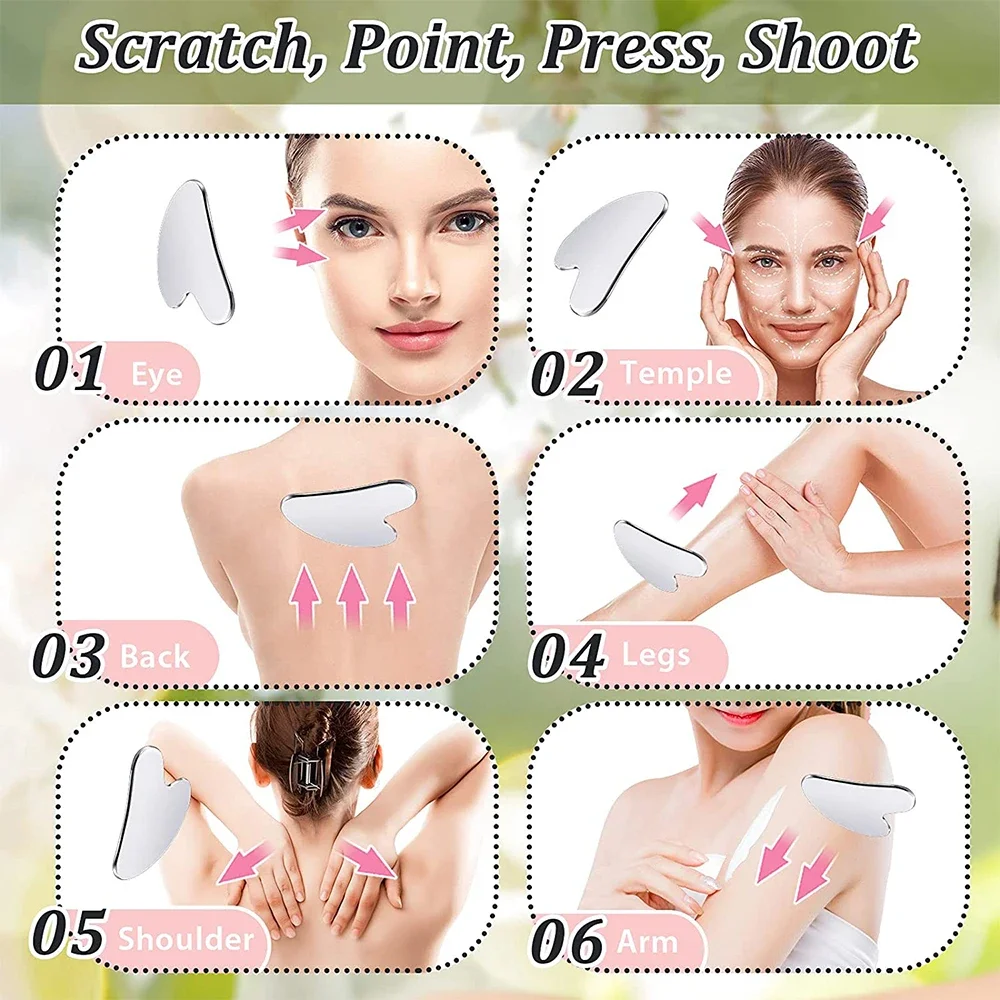 Mini Small Face Guasha Scraper Stainless Steel Gua Sha Massager Body Neck Beauty Tool Skin Scraping Lymph Detox Massage 6*4cm