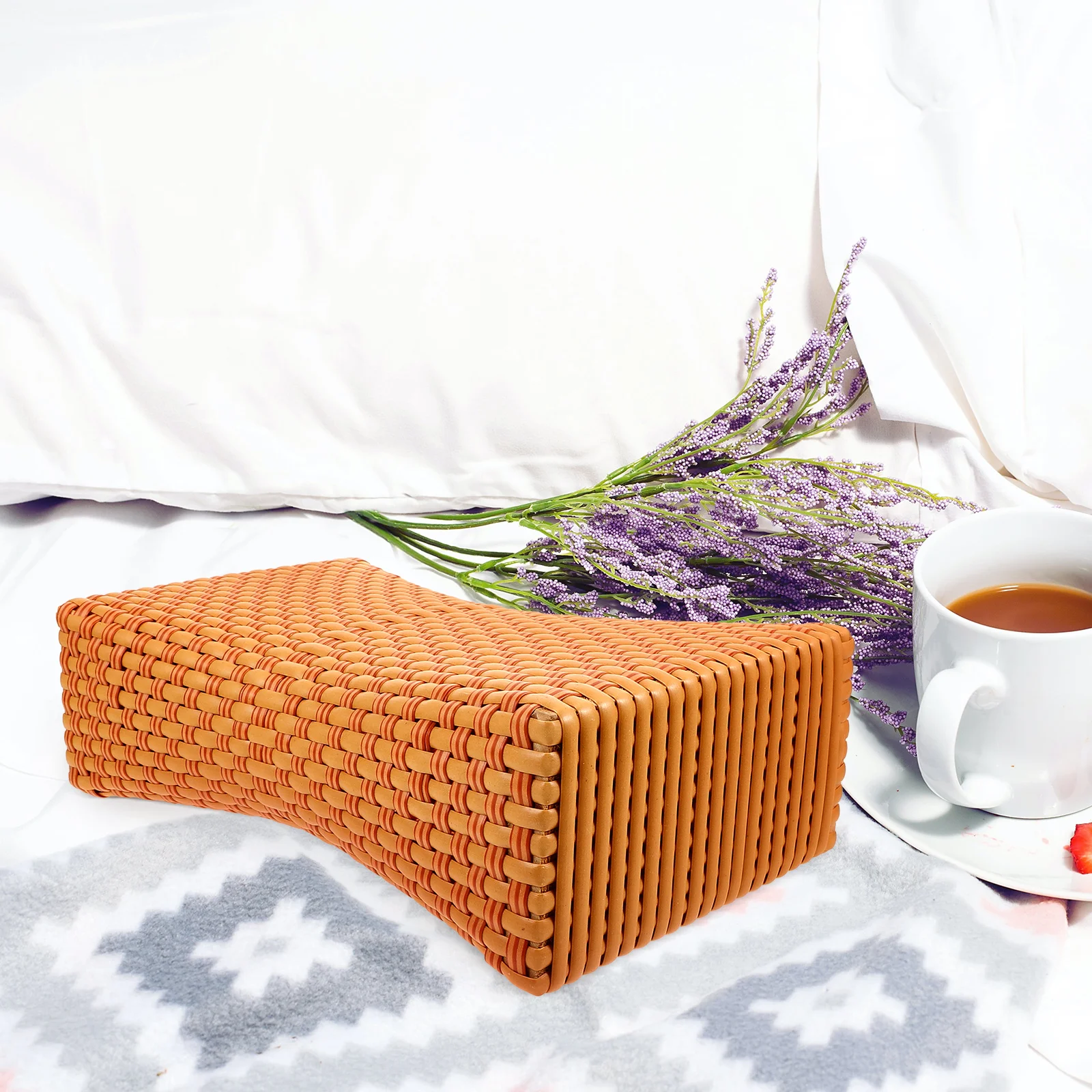 

Cervical Bathtub Pillow Simulated Rattan Breathable Neck Rest Cushion Support Neck Pain Relief Summer Sauna Pillow for Home