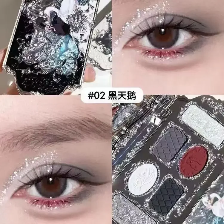 Flower Knows Swan Ballet Series Cosmetics 6 Color Eyeshadow Palette Matte Pearl Face Palette Glitter Palette Makeup