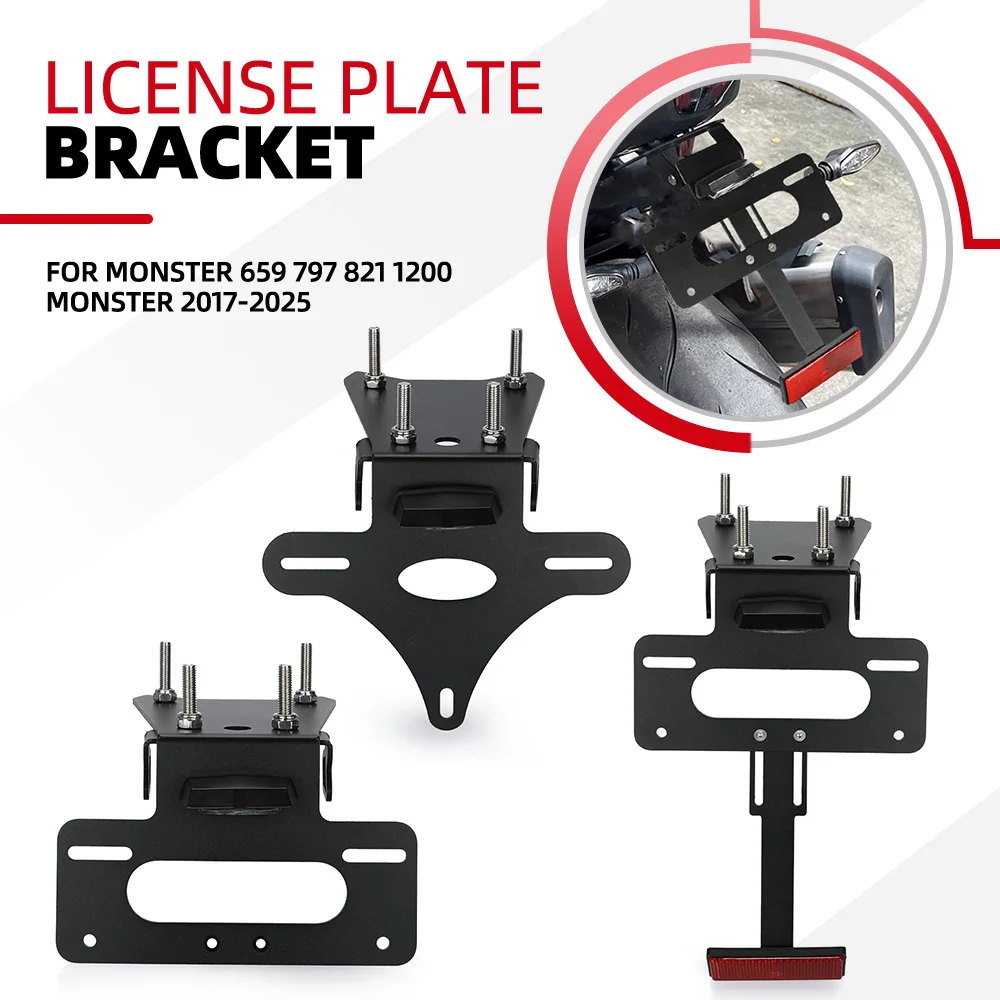 

License Plate Holder For DUCATI Monster 659 797 821 1200 Monster 2017-2025 Super Sport 939 950 S 2024 Fender Eliminator With LED