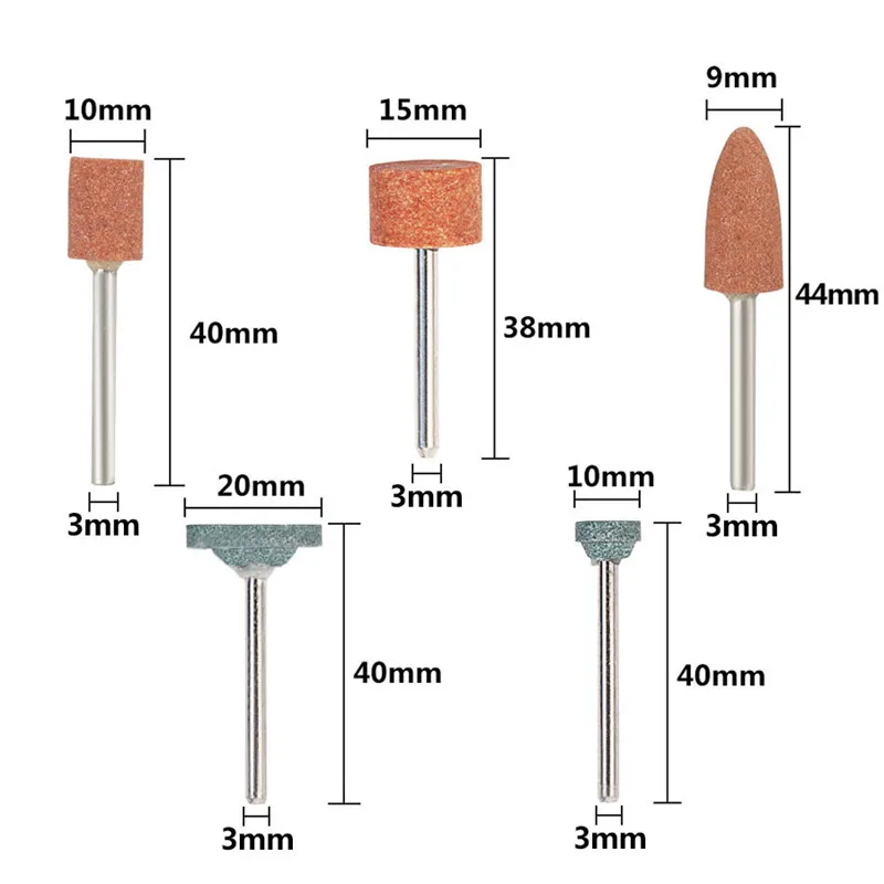 11pcs abrasive mounting stone 3mm shank grinding head Dremel rotary tool grinding wheel accessories