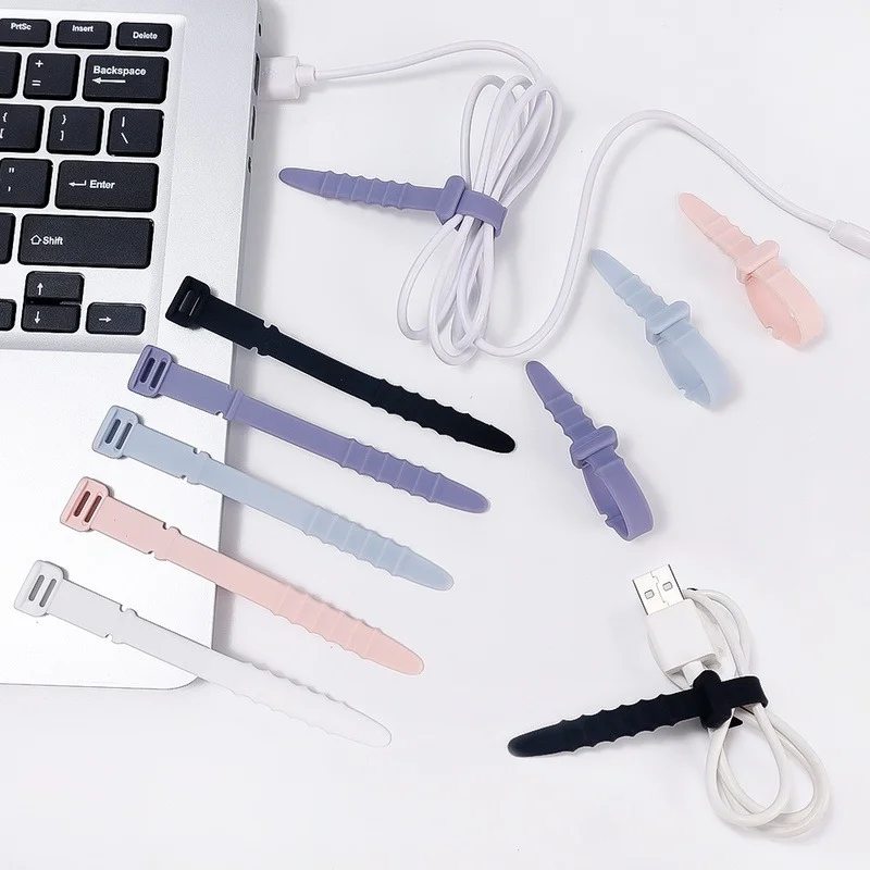 Mixed Silicone Cable Manager Phone Data Line Earphone Cable Winder USB Cord Clamp Tie Desktop Wires Organizer