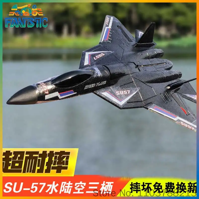 

Su-57 Remote-Controlled Water Land And Air Aircraft Crash Resistant Combat Model Fixed Wing Glider Toy Assembly Model