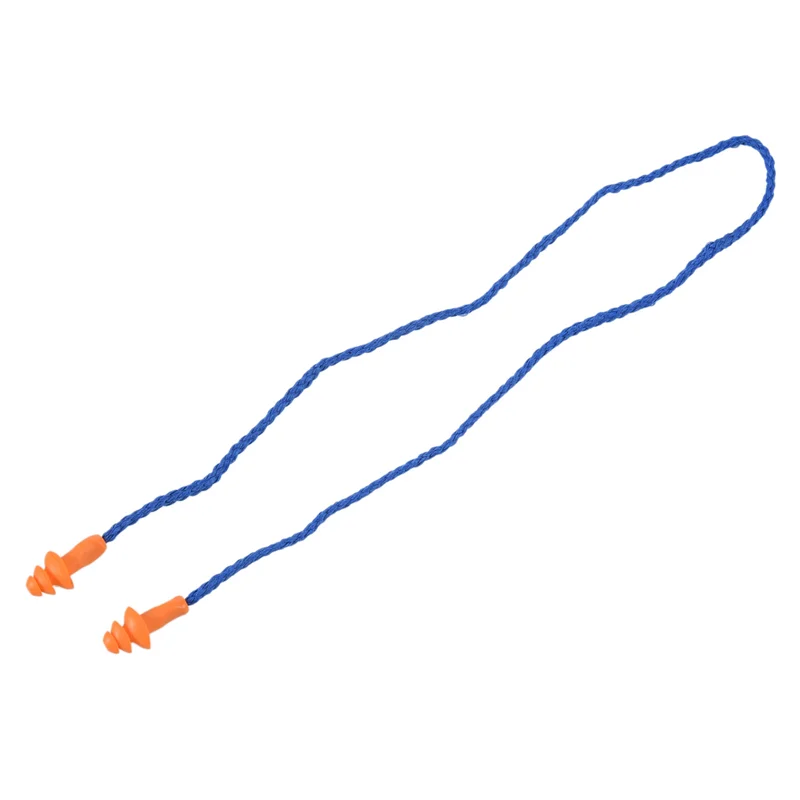 

ABGB-30 шт. Мягкие силиконовые беруши — наушники для защиты органов слуха со шнуром — шумоподавление, синий, оранжевый