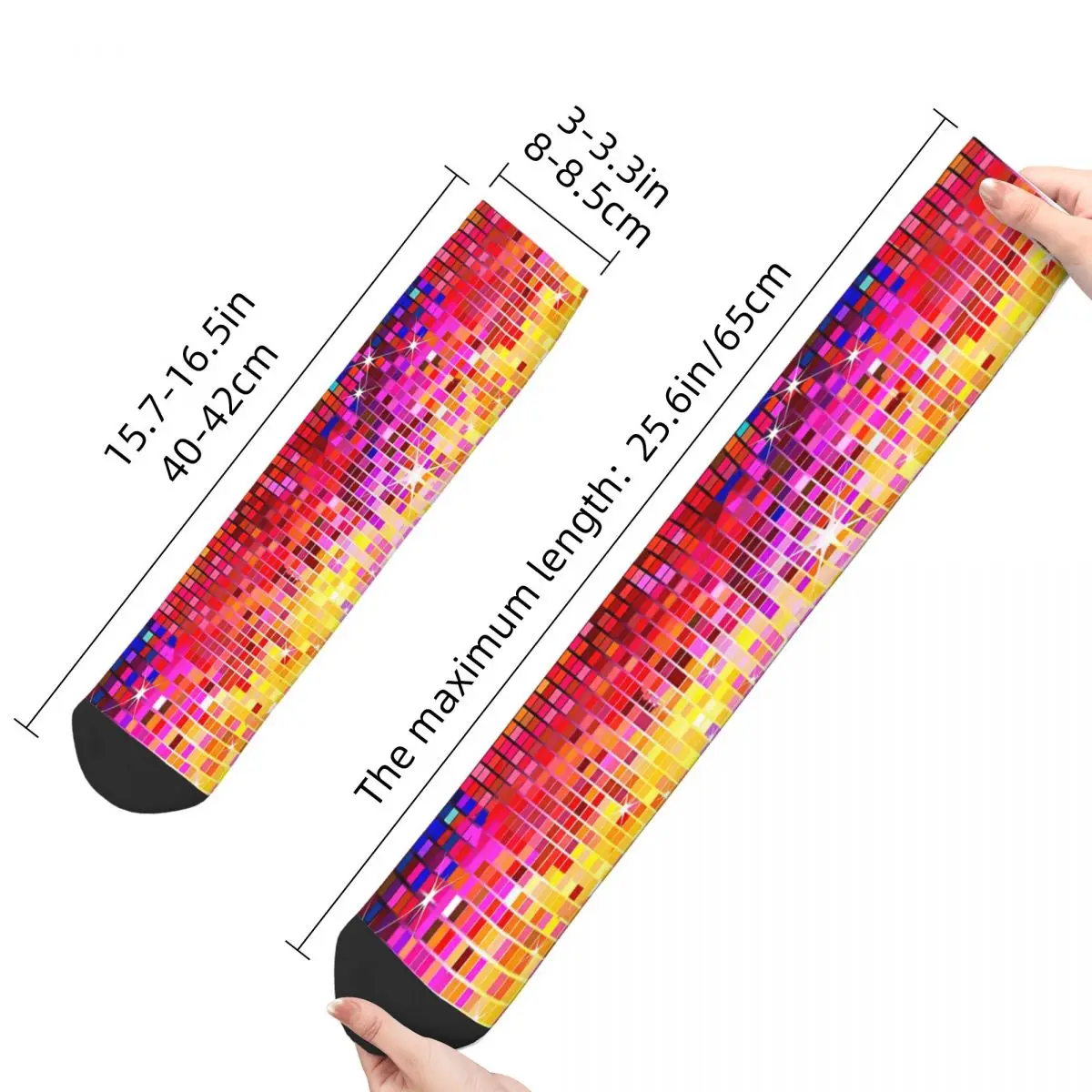 Image Of Metallic Colorful Sequins Look Disco Ball Image Glitter Pattern Sequins Socks Male Mens Women Spring Stockings Printed