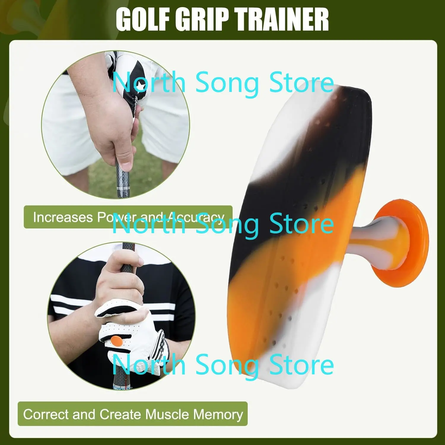 مدرب جولف سوينغ T Grip Aid، مساعد تدريب الجولف الموقف الصحيح للنادي سوينغ قبضة الوسادة، ملحقات لاعبي الجولف المبتدئين المحملة المدرب