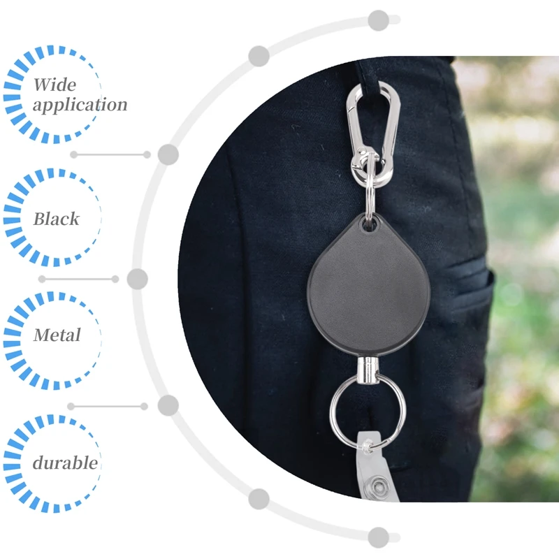 SR-Small Heavy Duty حاملي شارة قابلة للسحب، حاملي شارة الهوية مع مشبك حزام حلقة رئيسية لسلسلة مفاتيح بطاقة الاسم
