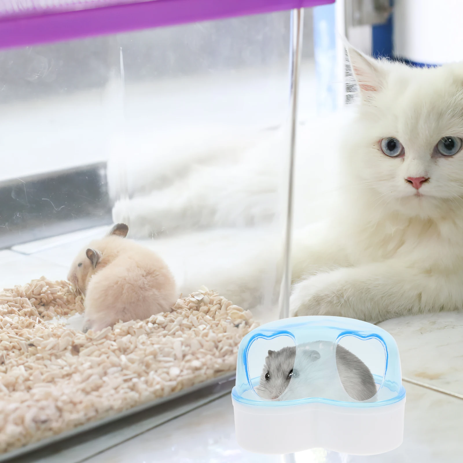 

Hamster Sand Bath Small Pet Bathing Basin Transparent Detachable Design for Easy Cleaning Safe Bathtub for Hamster Chinchilla