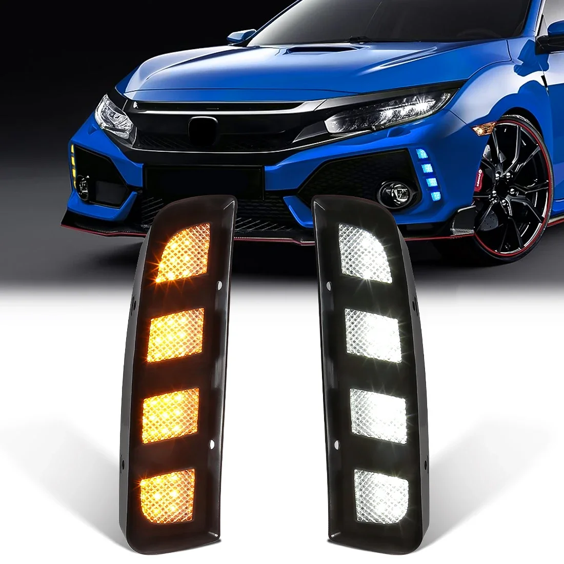 

For Honda Civic Type R 2018 2019 2020 2021 10th Generation 3 Colors DRL LED Daytime Running Light Dynamic Turn Signal Lamps 12V