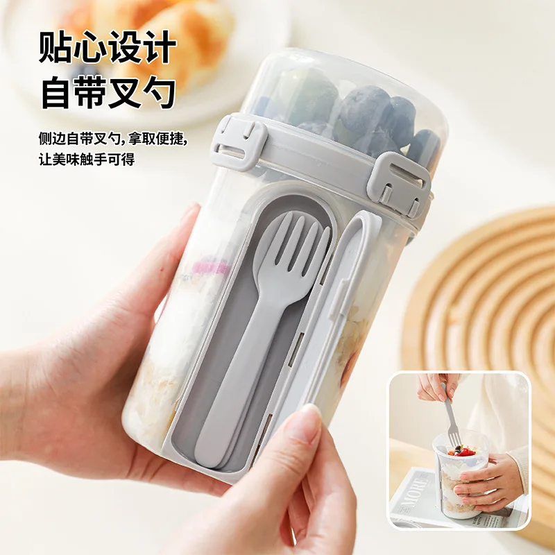 28oz On The Go أكواب الإفطار أكواب الزبادي بارفيه مع أغطية ملاعق الفاكهة الحبوب الخضار سلطة كوب تخزين مع كوب أزمة الشوكة