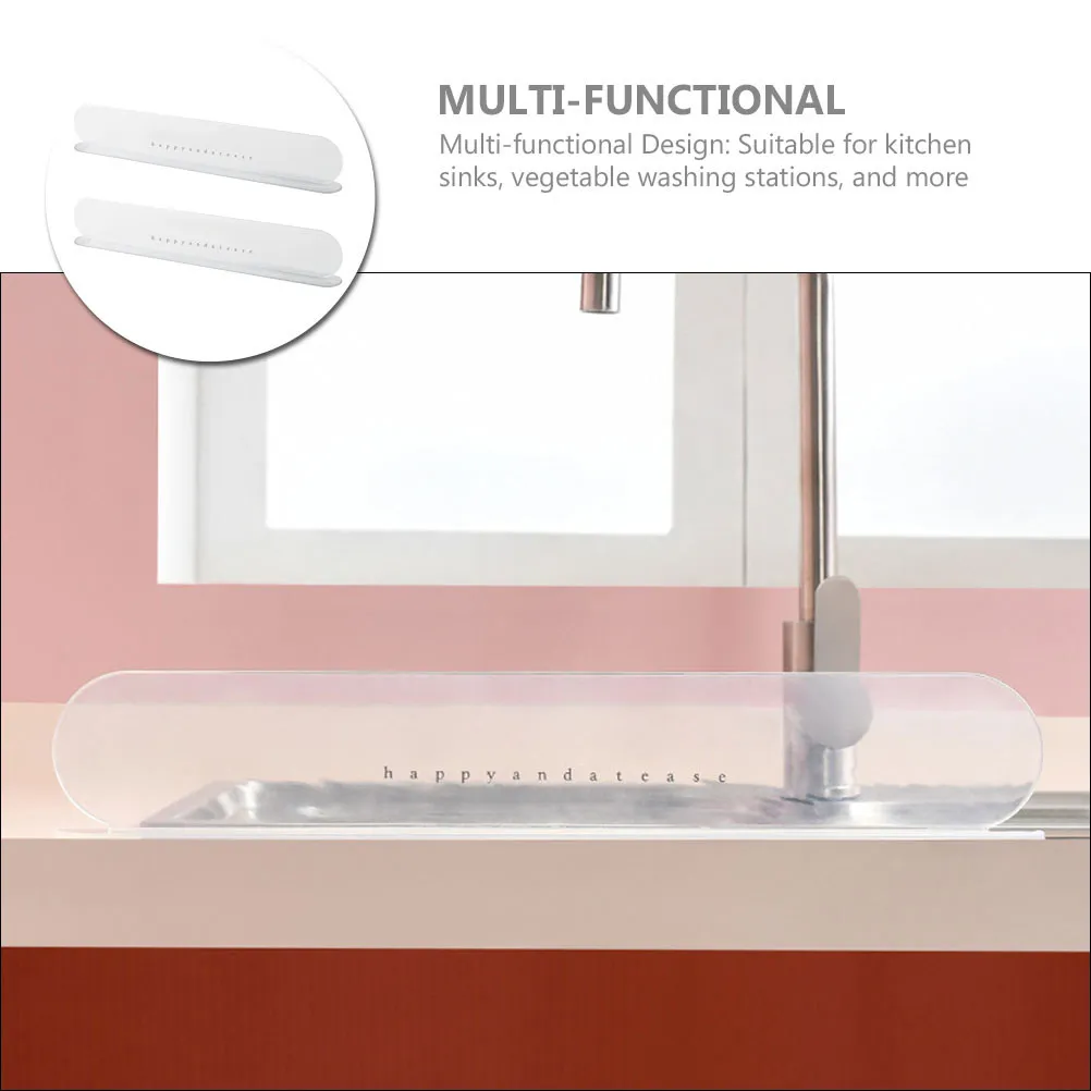 2Pcs Transparent Kitchen Sink Anti-Splashing Guard with Strong Suction Cups for Vegetable Washing Station Splash Proof view 4
