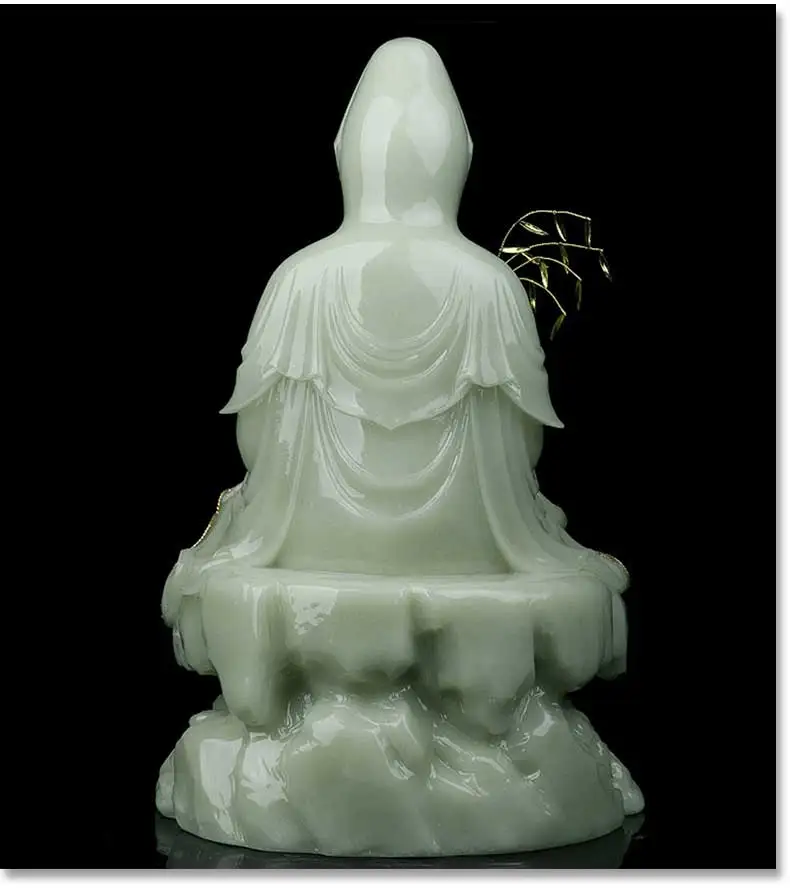 Wholesale Buddha figure gilding jade Guan yin God Southeast Asia HOME family protection Propitious Prosperity FENG SHUI statue