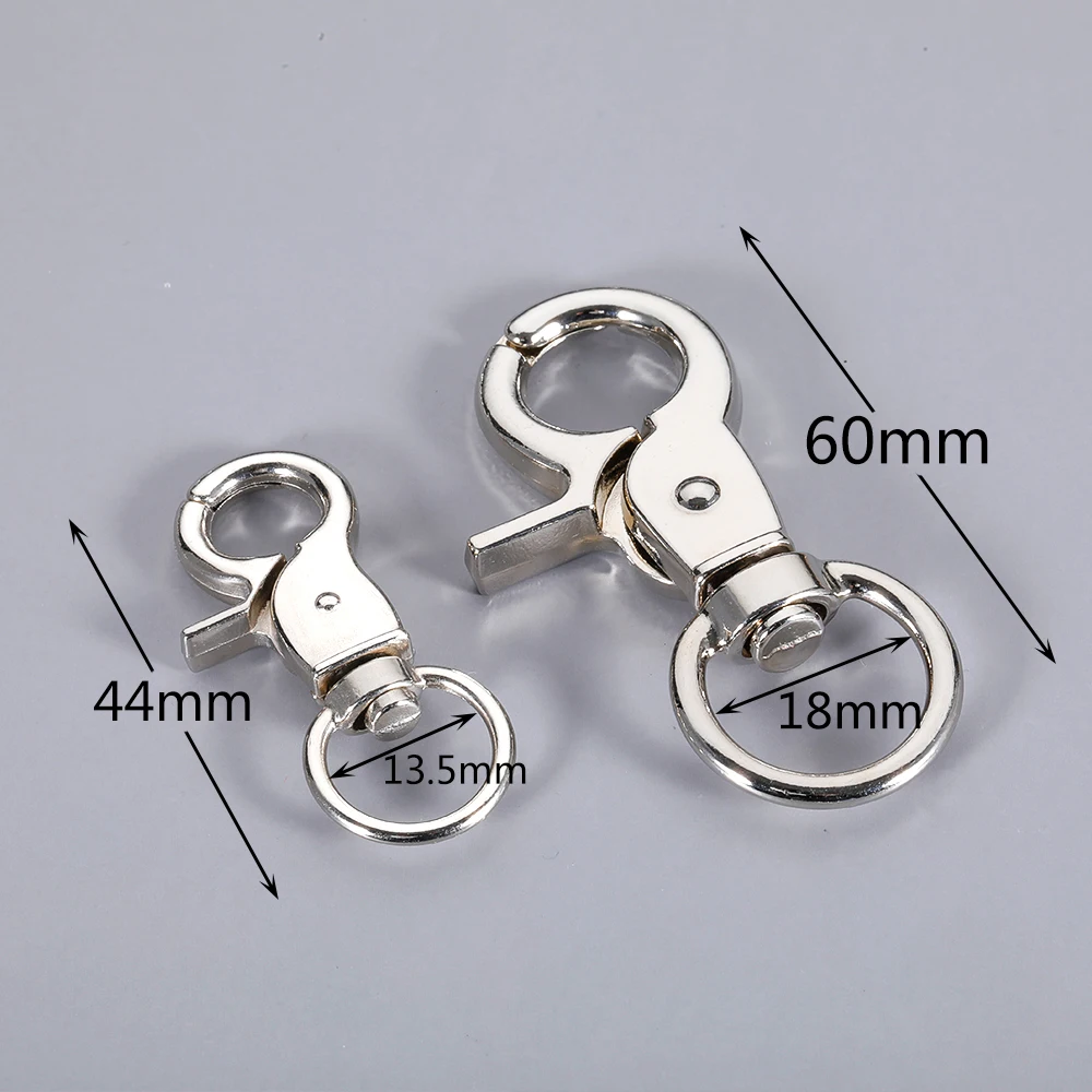 60mm Metal Snap Hook Trigger Lobster Clasps Extra Thickened Clips Spring Gate Leather Pet Leash Bag Strap Webbing Keychain Hooks