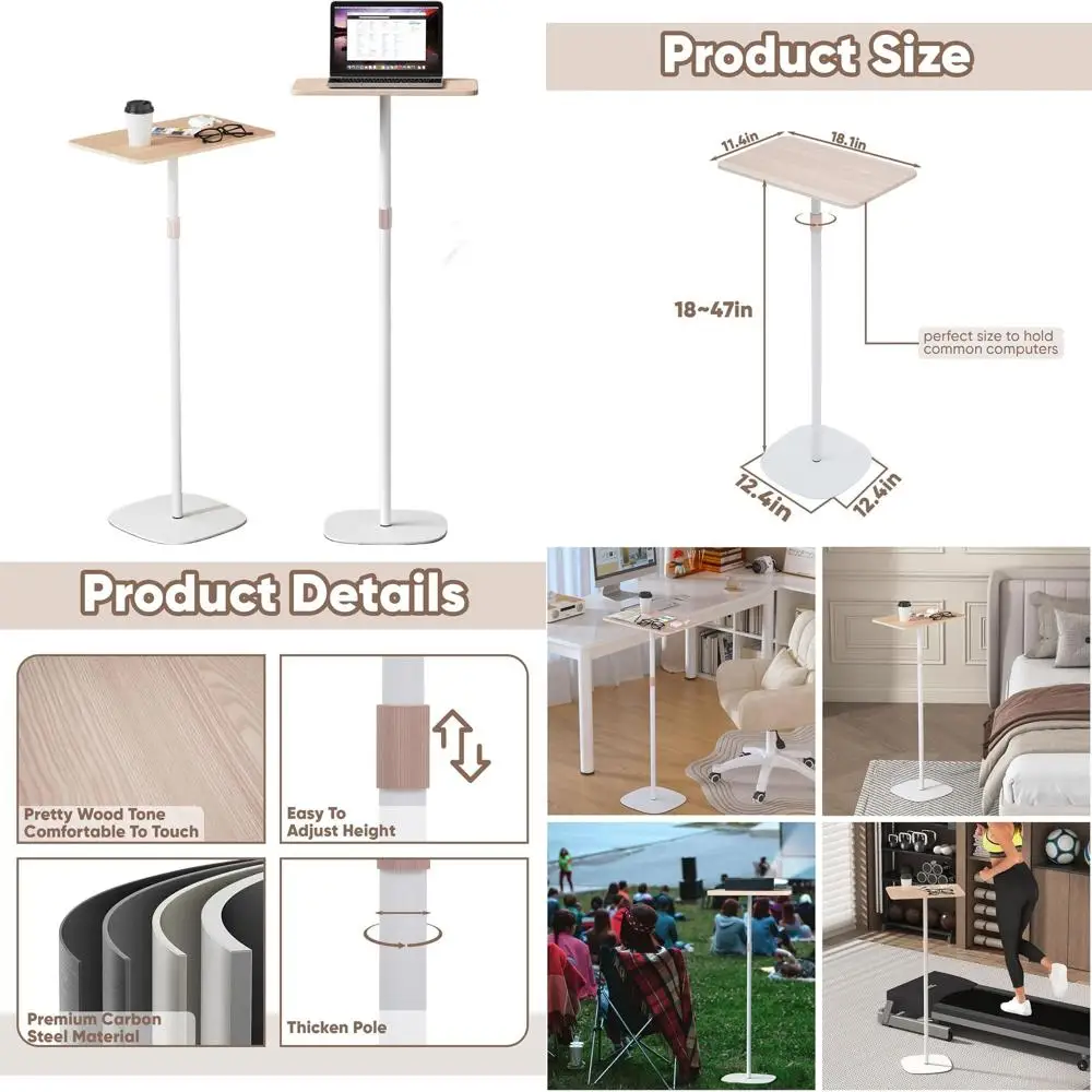 

Compact Adjustable Laptop Desk, 18-47 Height, Portable Mini Desk for Home Office, Easy Assembly, Space-Saving Design