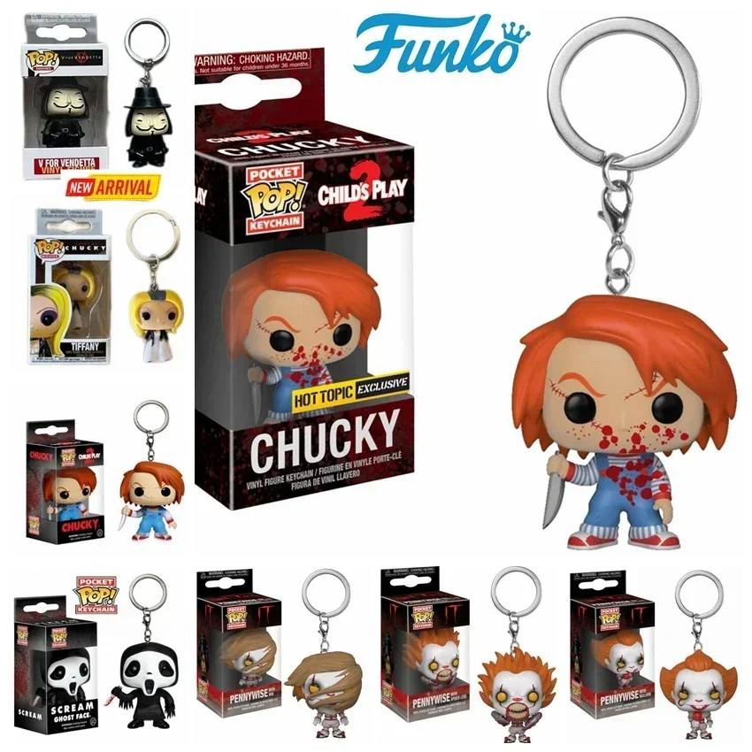 FUNKO  POP TIFFANY CHILD'S PLAY Chucky V for Vendetta  Pennywise Scream GhostFace Pocket Pop Keychain Collection Model Kids Toys