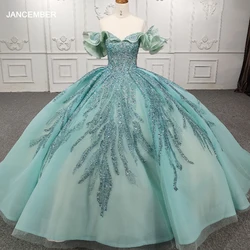 Jancember-exquisitos vestidos de quinceañera, vestido de baile de manga corta, vestido de cuentas brillantes, vestido de quinceañera DY9986, 15