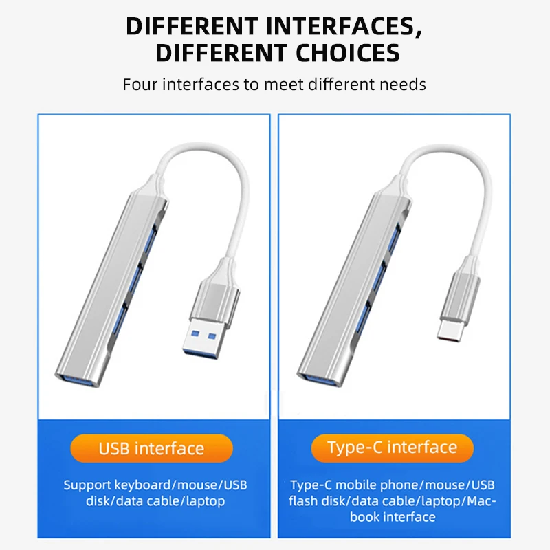 Hub Typec Docking Station Hub per Computer connettore Usb3.0 convertitore Usb da uno a quattro per tastiera Mouse cavo dati disco Usb Laptop