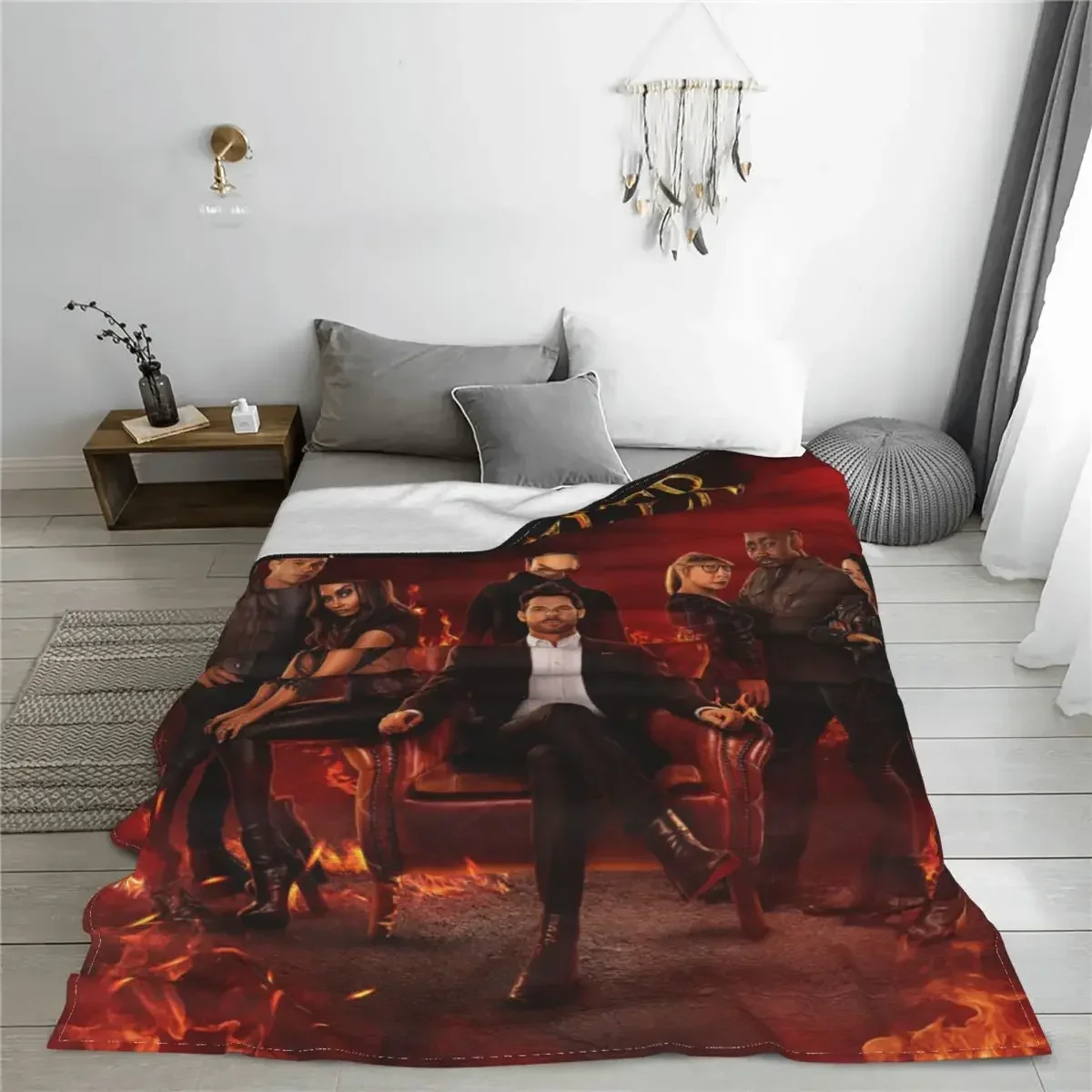 Lucifer Morningstar Dan Espinoza Blanket Fleece Textile Decor Suspense Crime Warm Throw Blankets for Home Couch Plush Thin Quilt