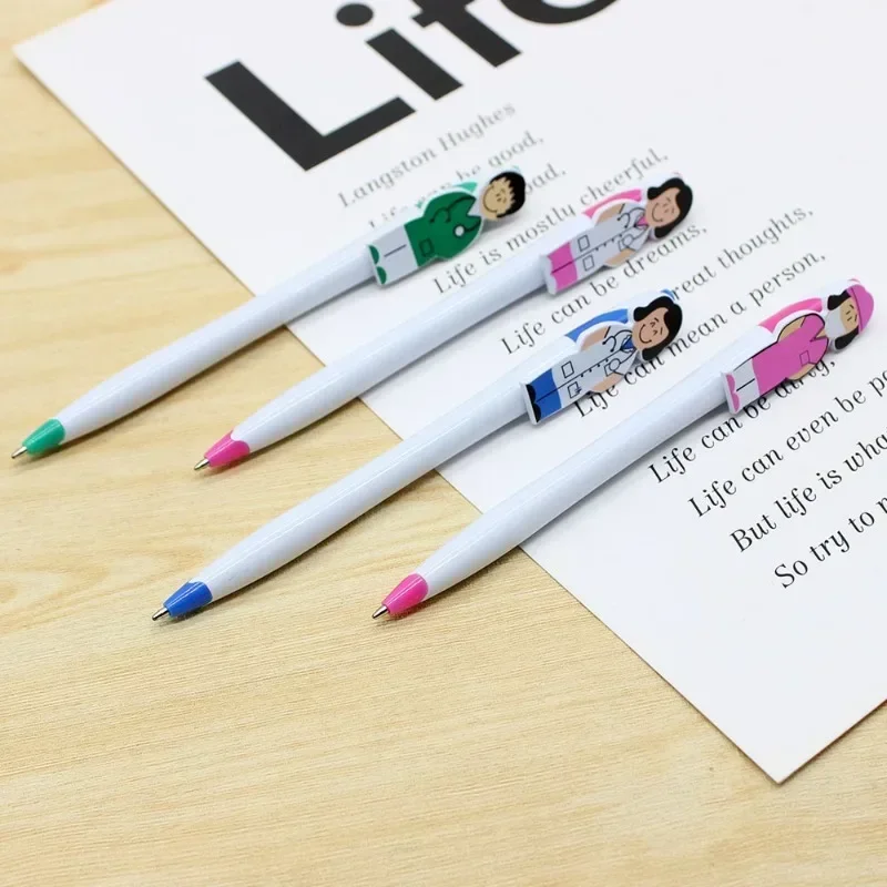 Creative Ballpoint Pen Stationery Doctor Nurse Shape Cartoon Gel Pen Pushing Plastic Cartoon Character Cute Pens School Supplies