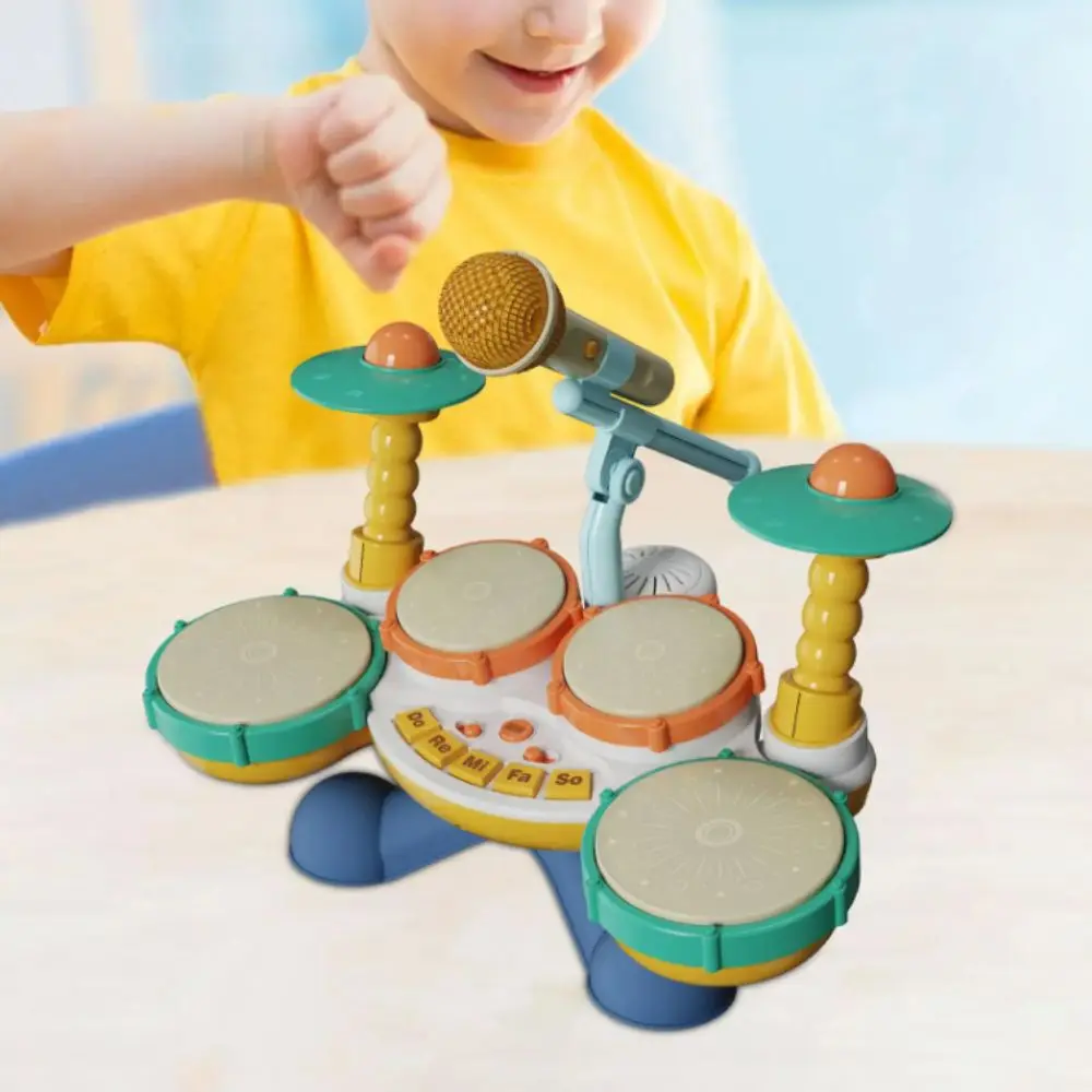 

BPA Free Kids Drum Set Montessori Learning With Microphone Drum Set Toys Multifunctional Drum Set Early Educational