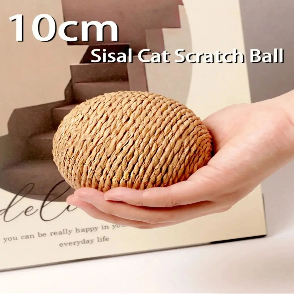 

10CM Interactive Sisal Cat Scratching Ball Toy For Kitten Teeth Cleaning Anti Bite Cat Ball Sounding Toy Pet Supplies