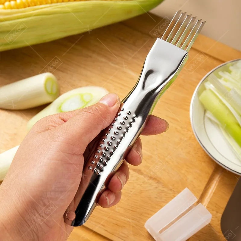 1PCS Kitchen Shred Silk the Knife Stainless Steel Green Onion Knife with Anti slip Curved Handle Food Speedy Chopper Green Onion