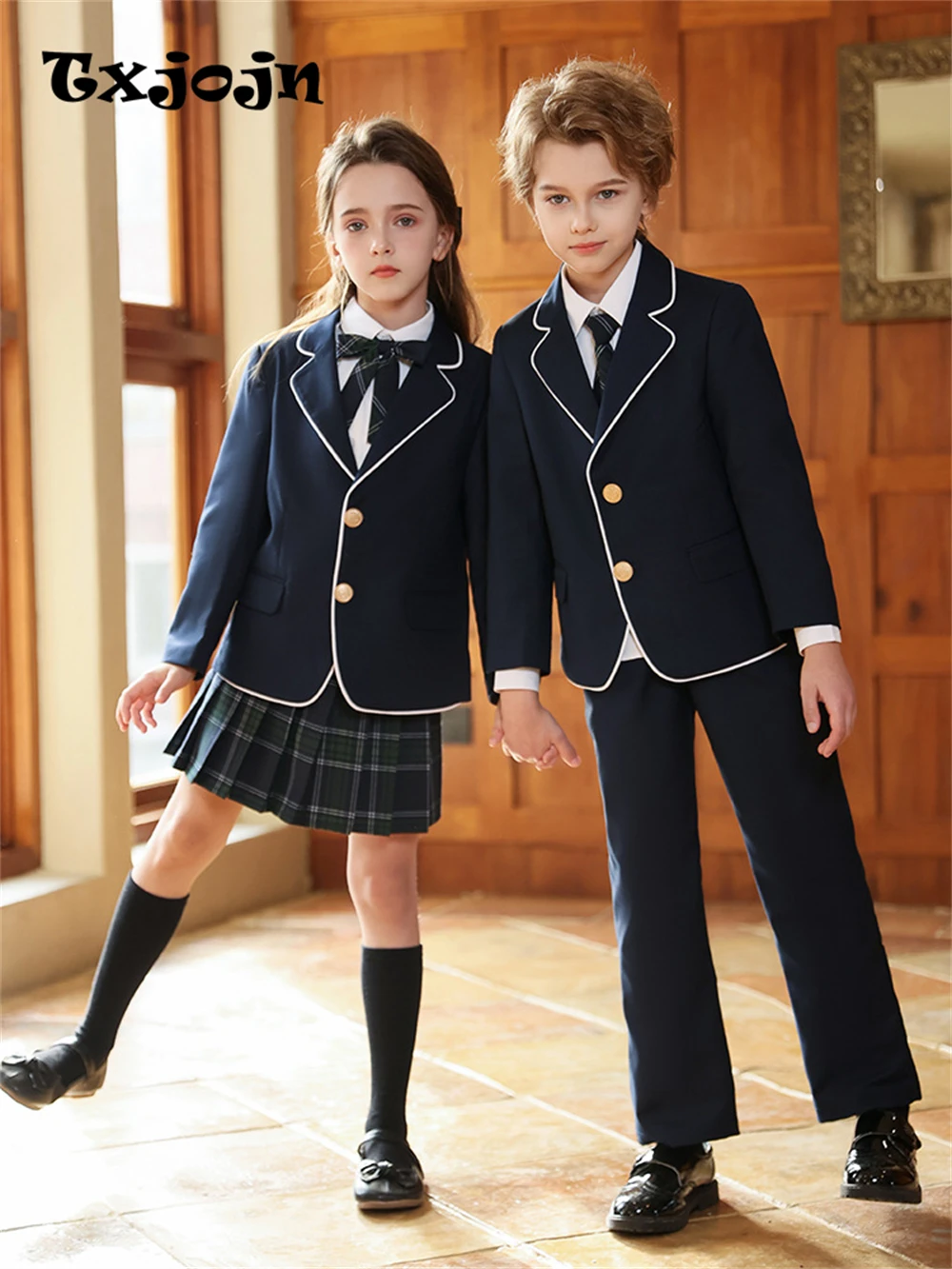 Txjojn Newest School Uniform 4 Pieces For Boys And Girls 110-180cm Formal Elegant Kids Suit Set Choir Performance Wear In Stocks