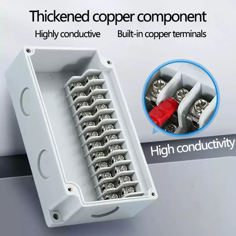 Kotak sambungan tahan air untuk luar ruangan dengan terminal untuk pembagi sirkuit tahan hujan, kotak pembagi kabel plastik untuk luar ruangan