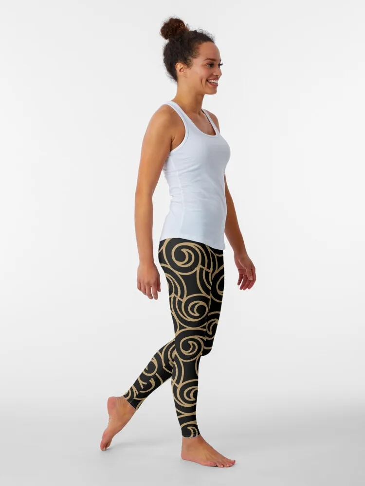 Leggings padrão de redemoinho feminino, calças justas push up, roupas fitness