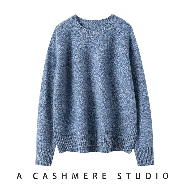 

2024 Autumn/Winter Women Loose Sweet Sweaters 100% Goat Cashmere Knitted Leisure O-neck Pullovers Warm Soft Tops