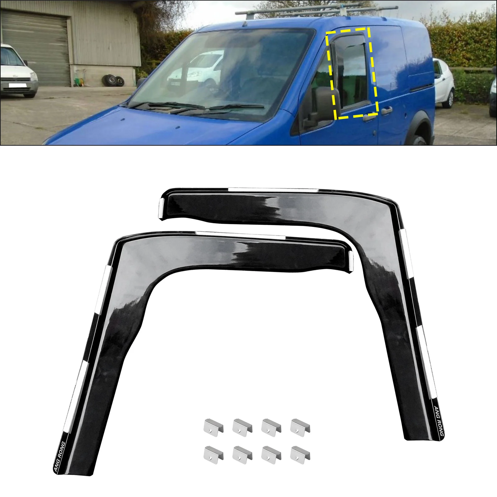 

2pcs Black Front Window Wind Rain Sun Deflectors Protector Guard Sheet For Ford Transit Connect 2002-2013 Tourneo Connect