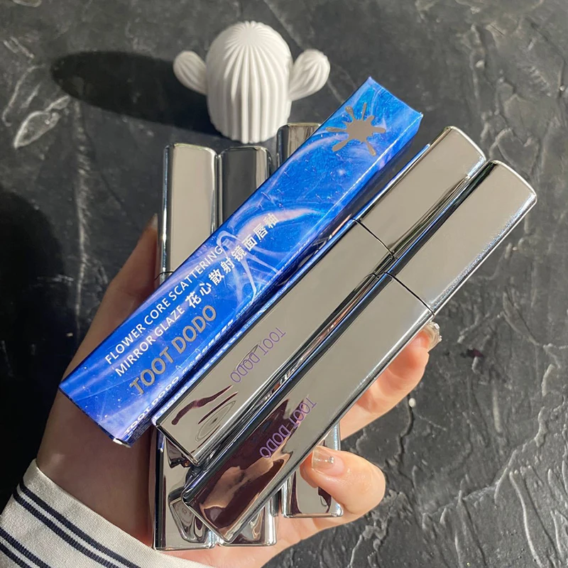 أنبوب فضي خمسة ألوان ملمع شفاه شفاف ملمع شفاه مرآة مرطبة كريستال جيلي ملمع شفاه مائي ملمس شفاه مكياج #6